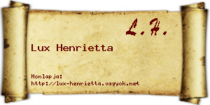 Lux Henrietta névjegykártya